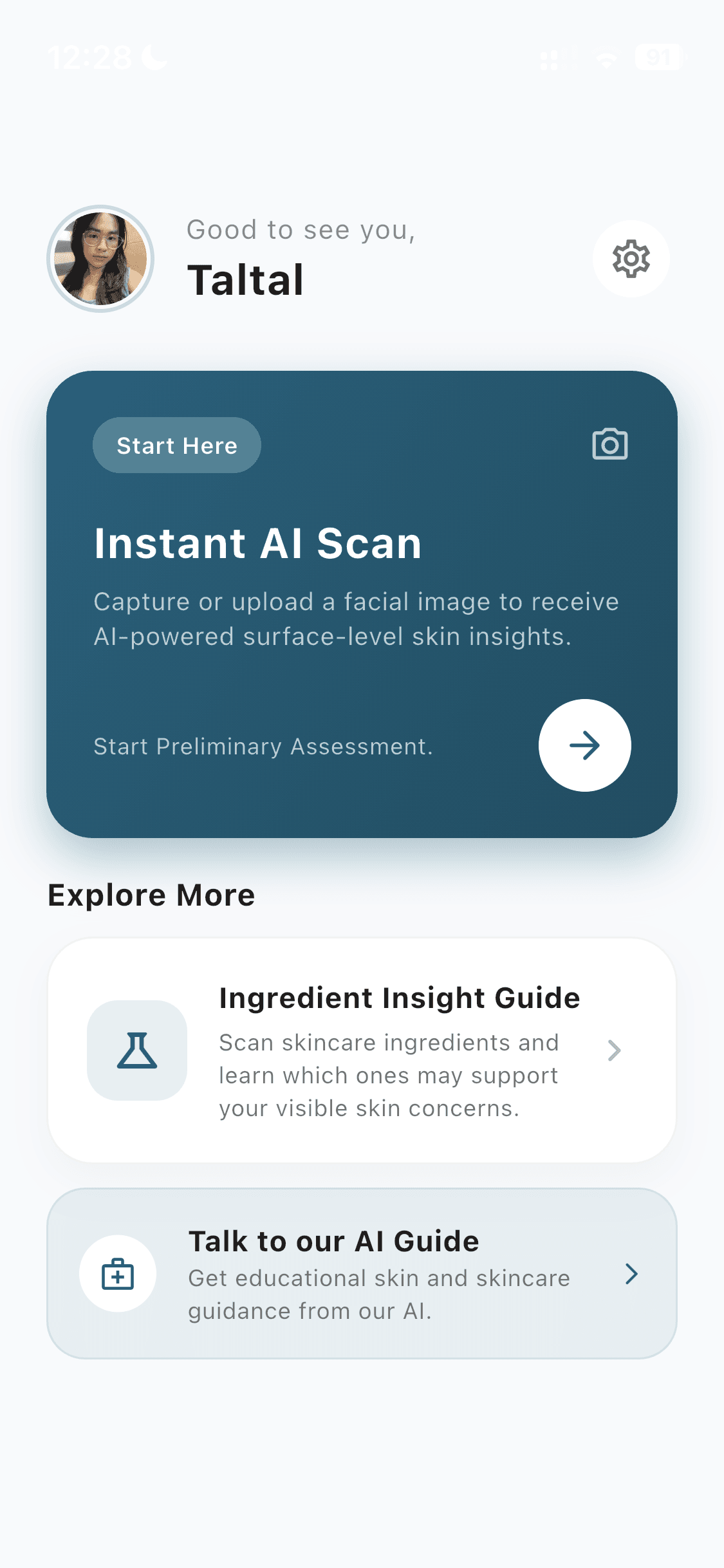 SkinSense AI interface screen 2