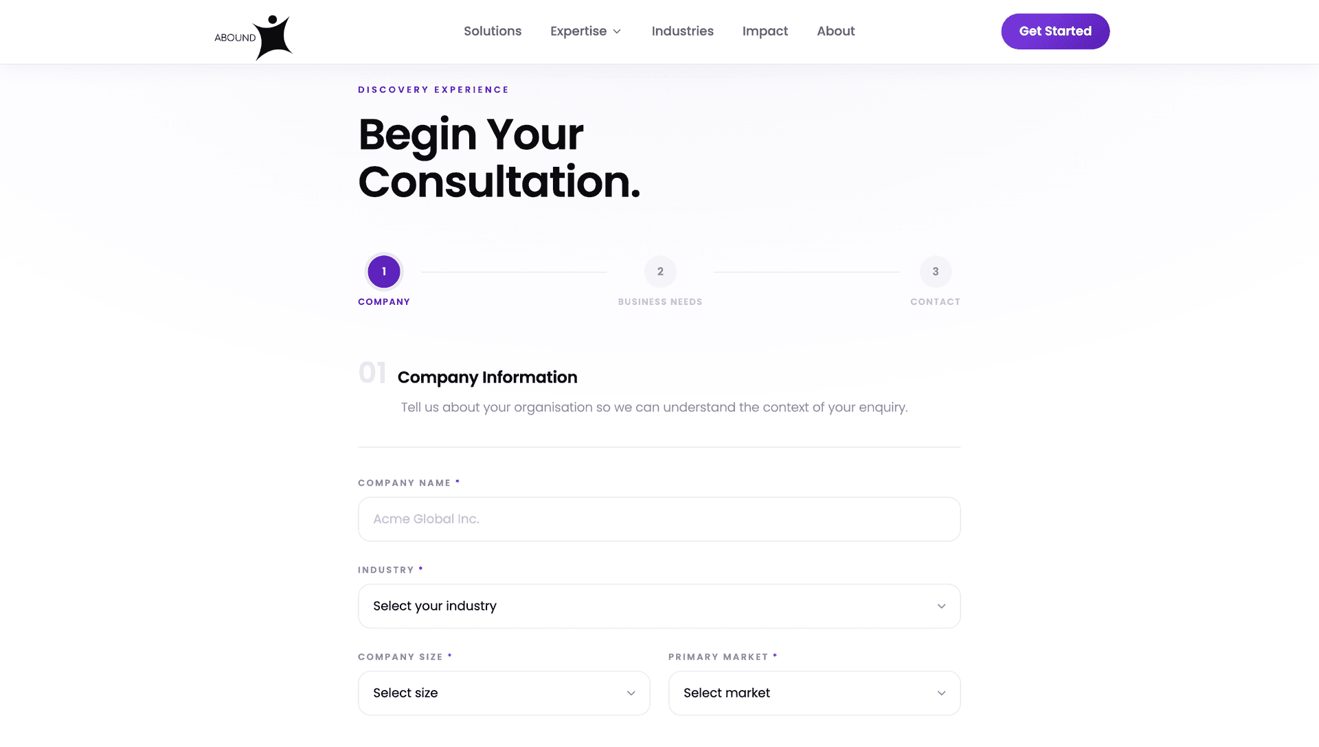 Abound™ website screen 6